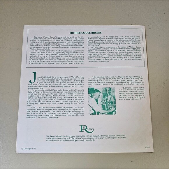 NEW IN BOX: "Mary, Mary" Collectors Plate | John McClelland | 1979 - Picture 3 of 6